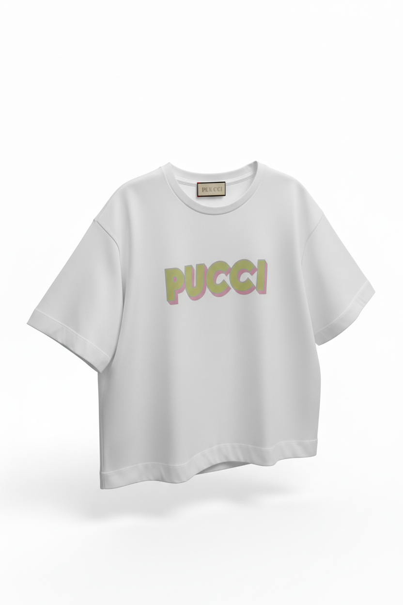 Emilio Pucci Retro Beige Kids T-Shirt