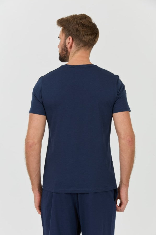 Emporio Armani Blue Stripes Jersey Man T-Shirt