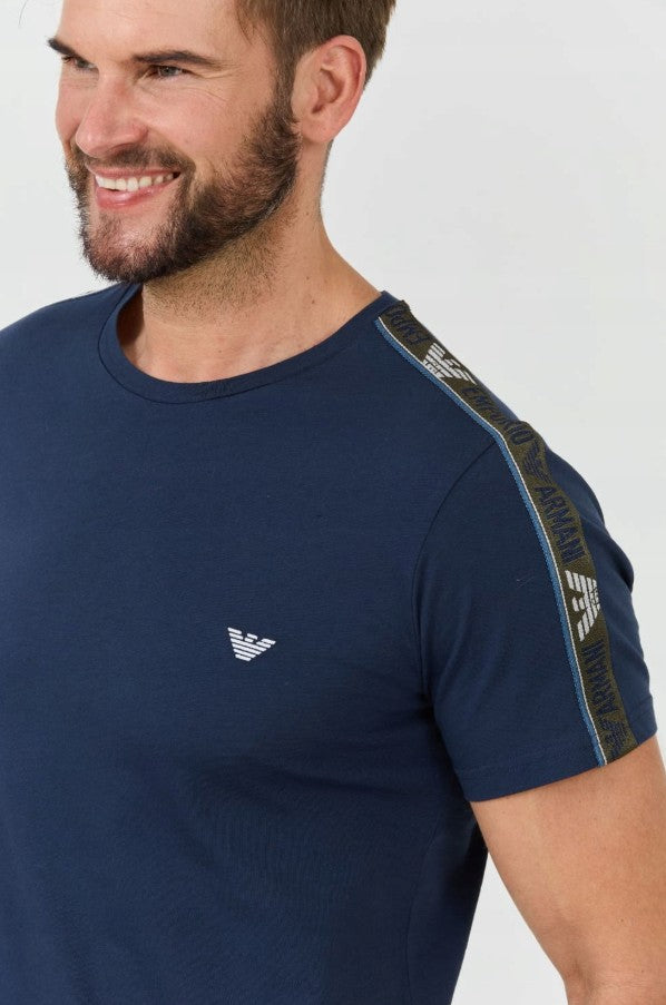 Emporio Armani Blue Stripes Jersey Man T-Shirt