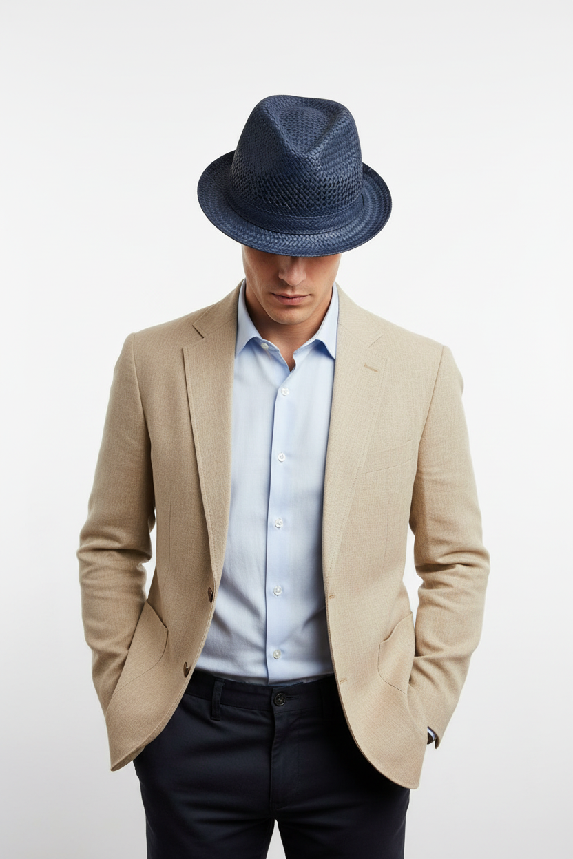 Emporio Armani Junior Straw Blue Hat