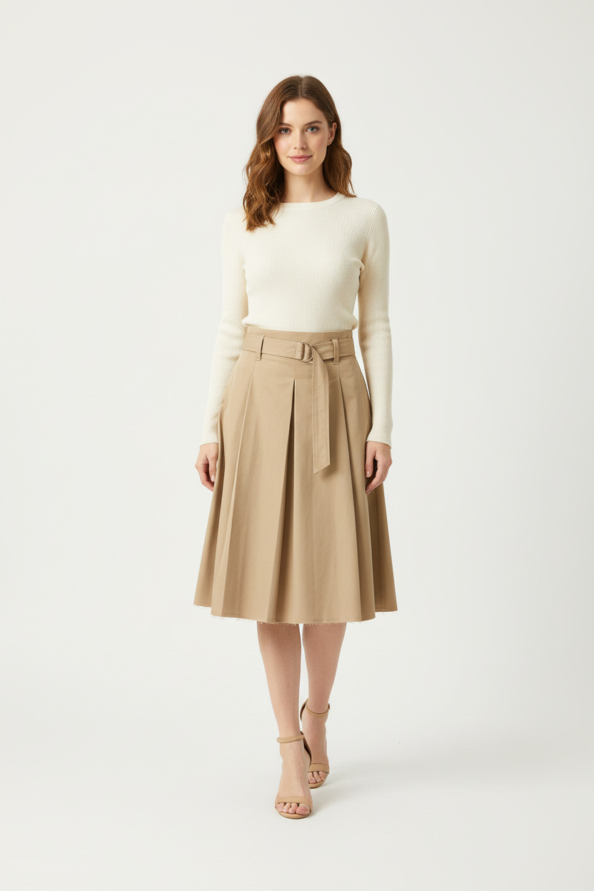 Ermanno Firenze Safari Skirt Beige Belt