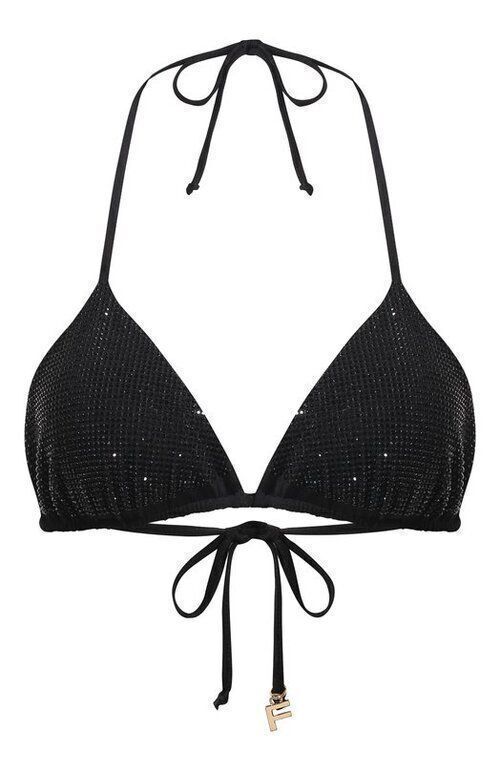 Fisico Black Triangle Bikini Top with Rhinestone