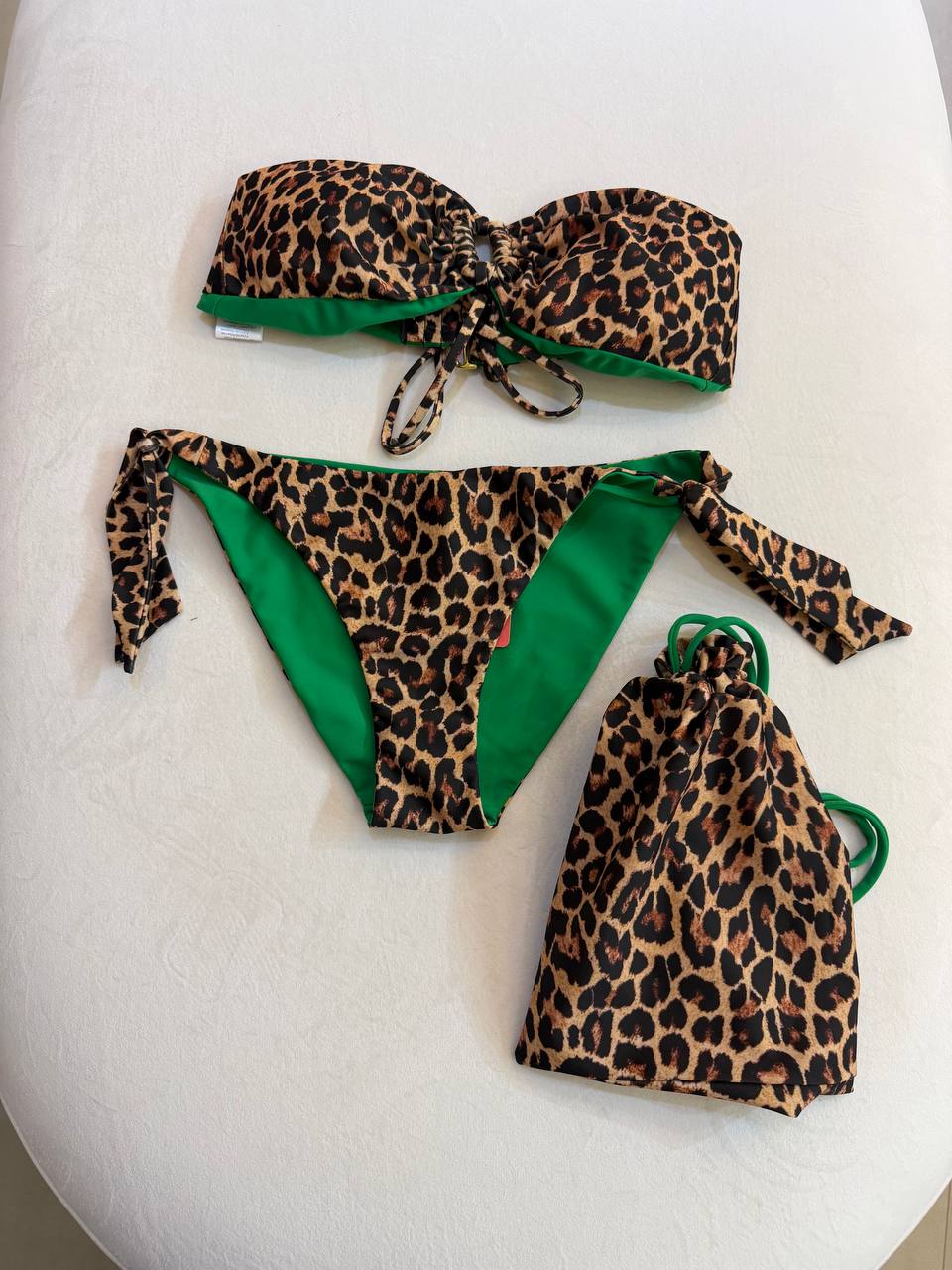 Flavia Valentini Swimsuit Two Piece Green Leopard