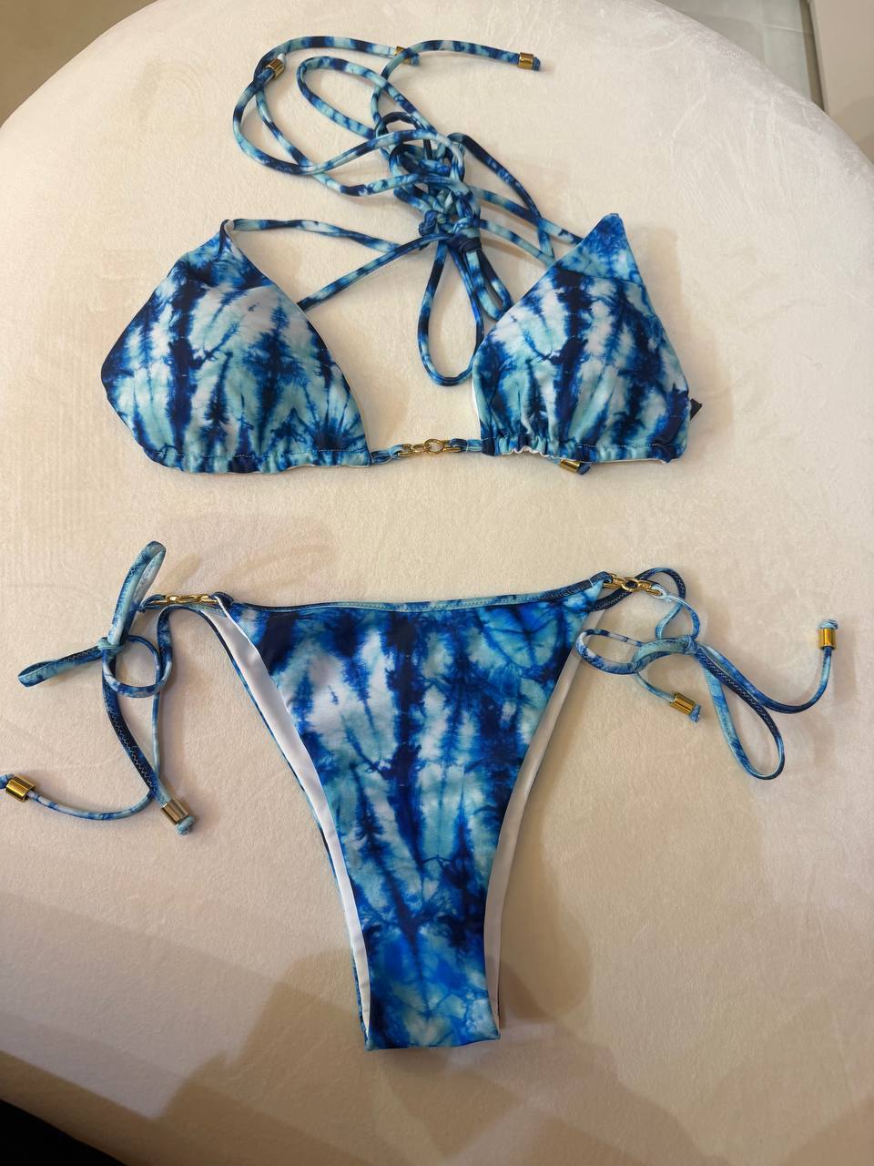 Flavia Valentini Two Piece Swimsuit Blue Watercolor