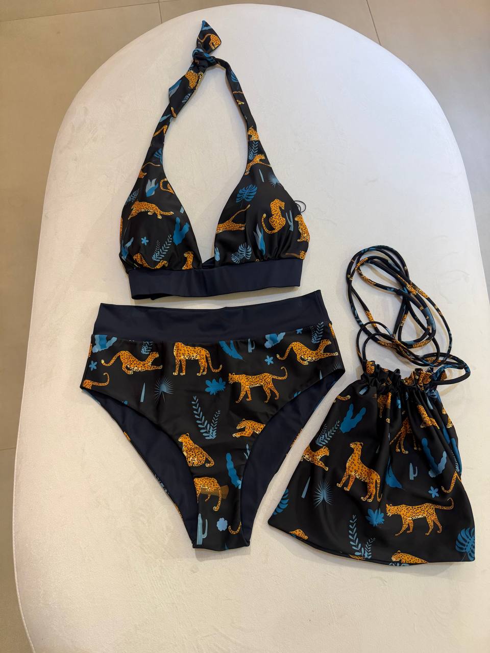 Flavia Valentini Two Piece Swimsuit with Leopard Print