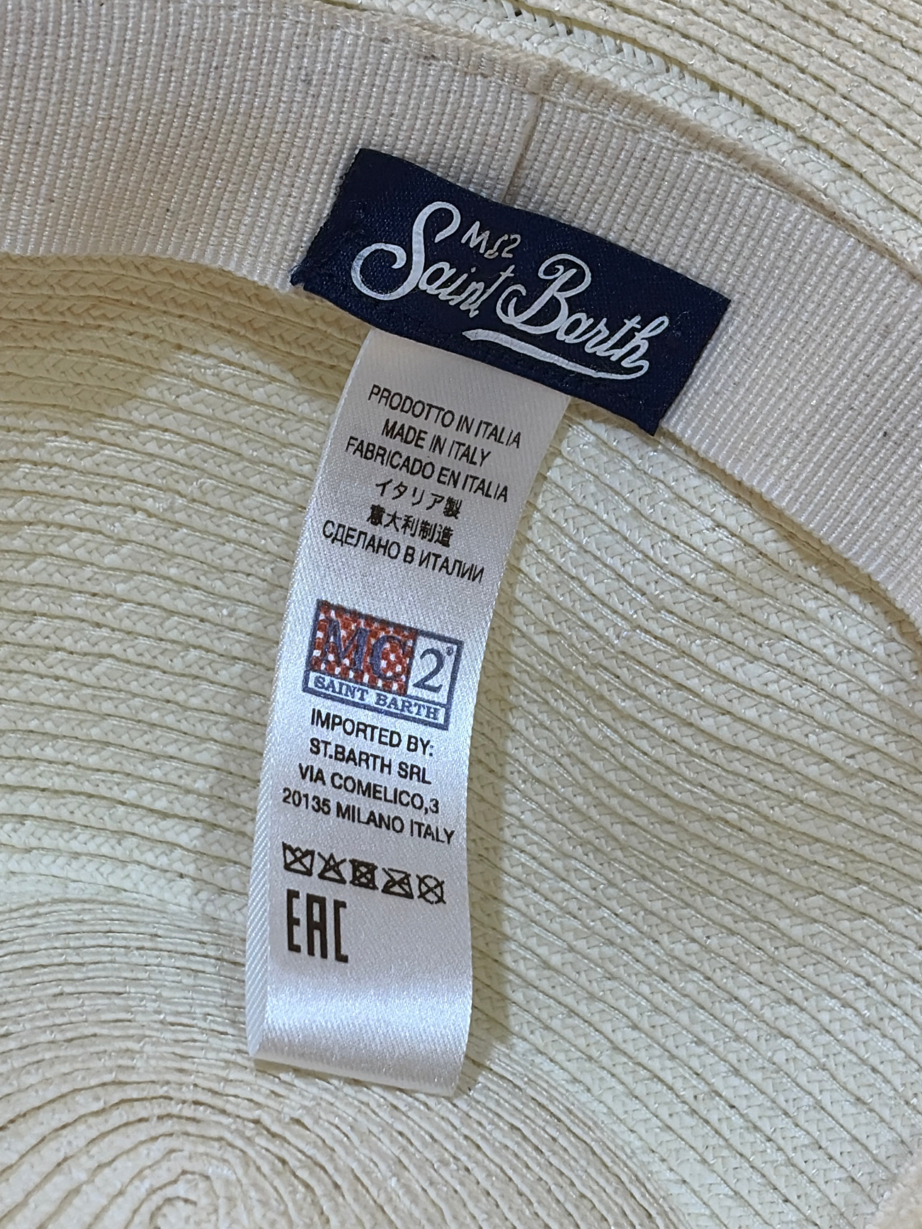 MC2 Saint Barth Hat White Turquoise Stripe