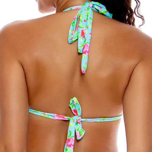 Luli Fama Ti Amo Triangle Halter Top - Aqua