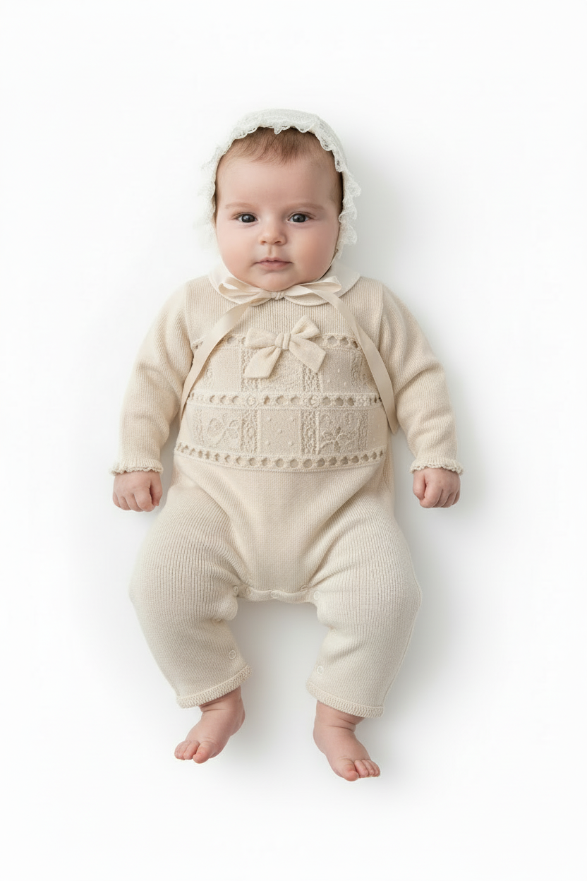 Ladia Beige Romper with Hat Set