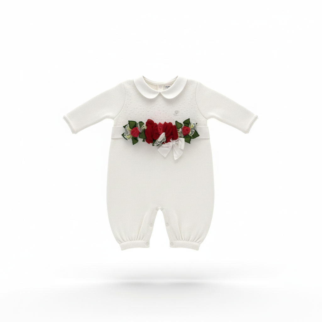 Ladia Red Rosette Jumpsuit for Baby