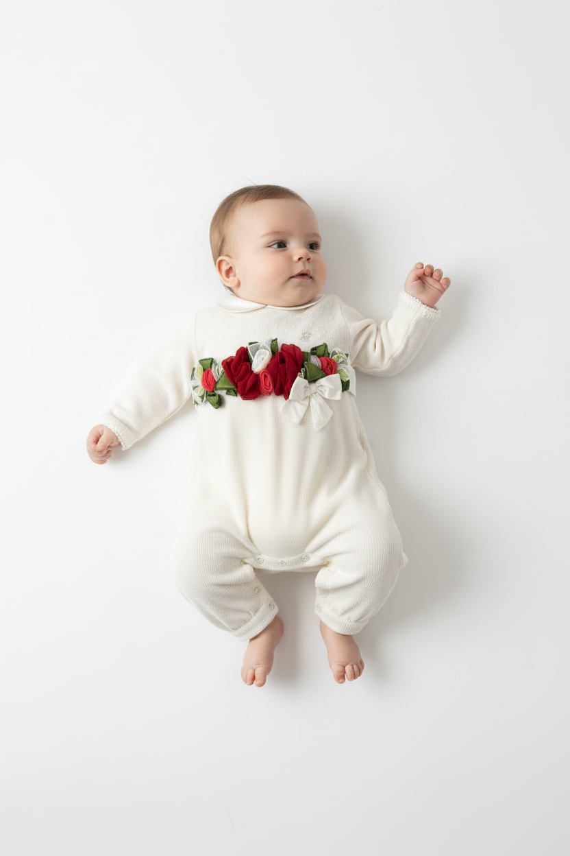 Ladia Red Rosette Jumpsuit for Baby