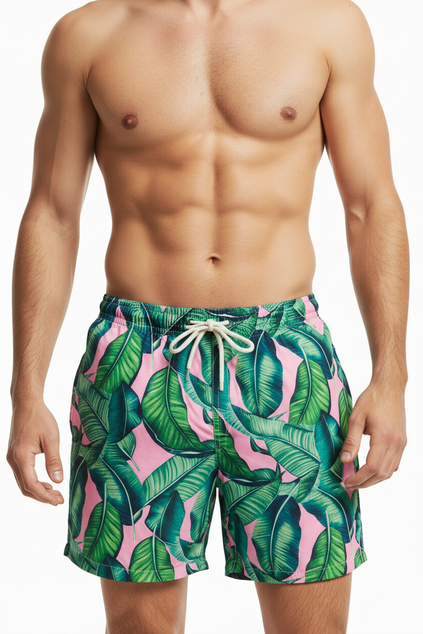 MC2 Saint Barth Banana Leaf Print Men Swim Shorts