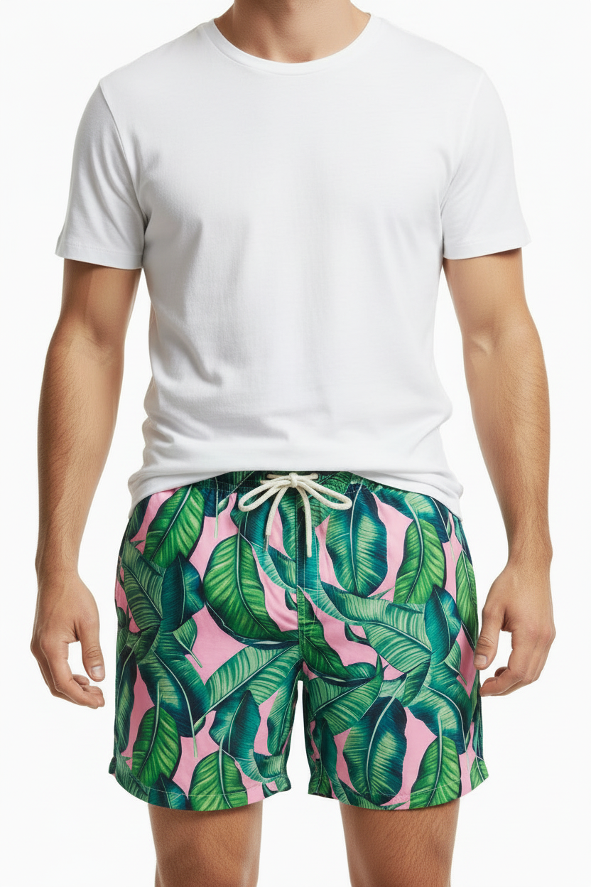 MC2 Saint Barth Banana Leaf Print Men Swim Shorts
