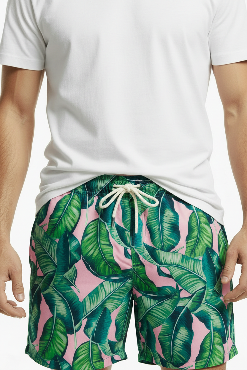 MC2 Saint Barth Banana Leaf Print Men Swim Shorts