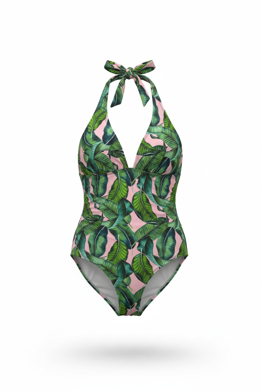 MC2 Saint Barth Banana Leaves Print One Piece Swimsuit