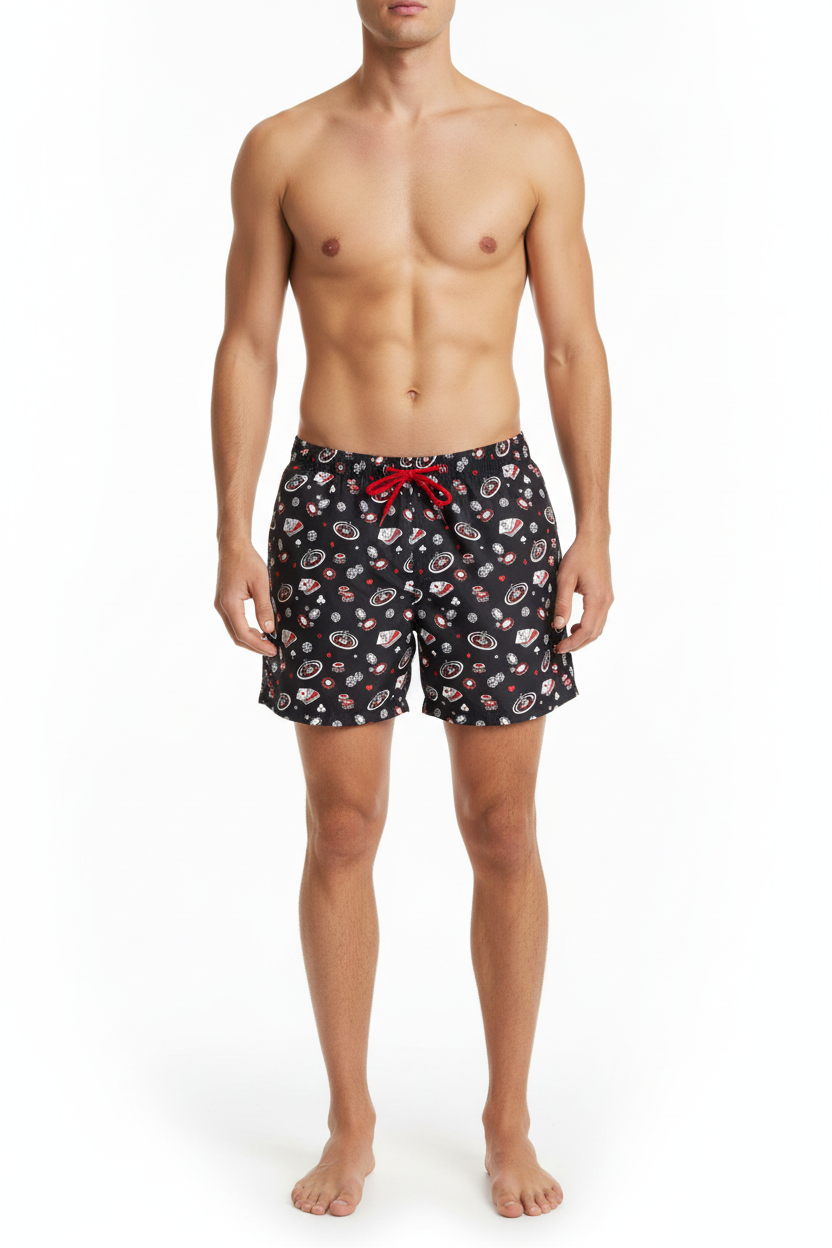 MC2 Saint Barth Black Casino Lighting Swim Men Shorts