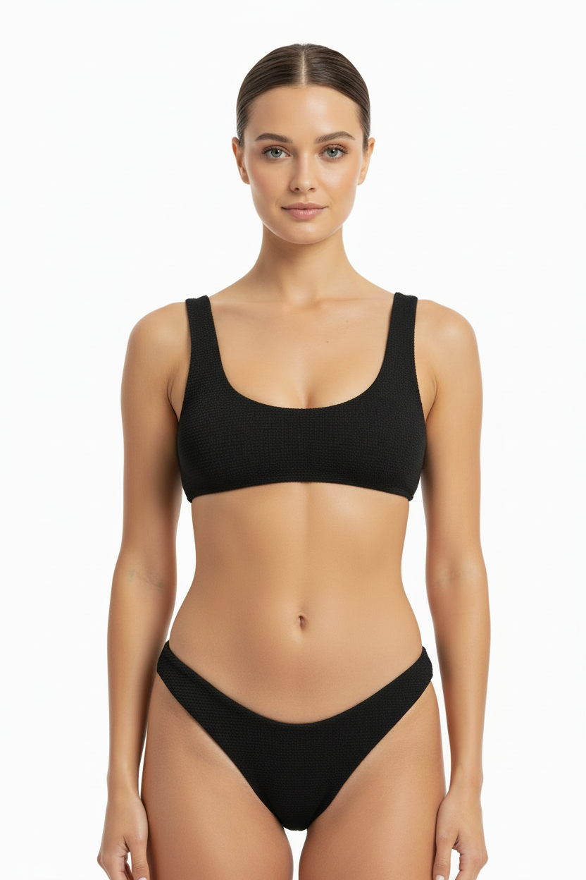MC2 Saint Barth Black Gafre Women Two Pieces Swimsuit