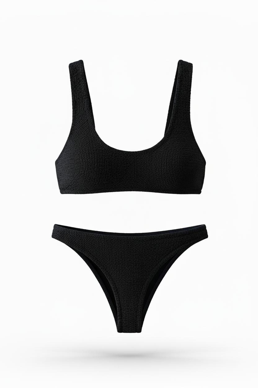 MC2 Saint Barth Black Gafre Women Two Pieces Swimsuit