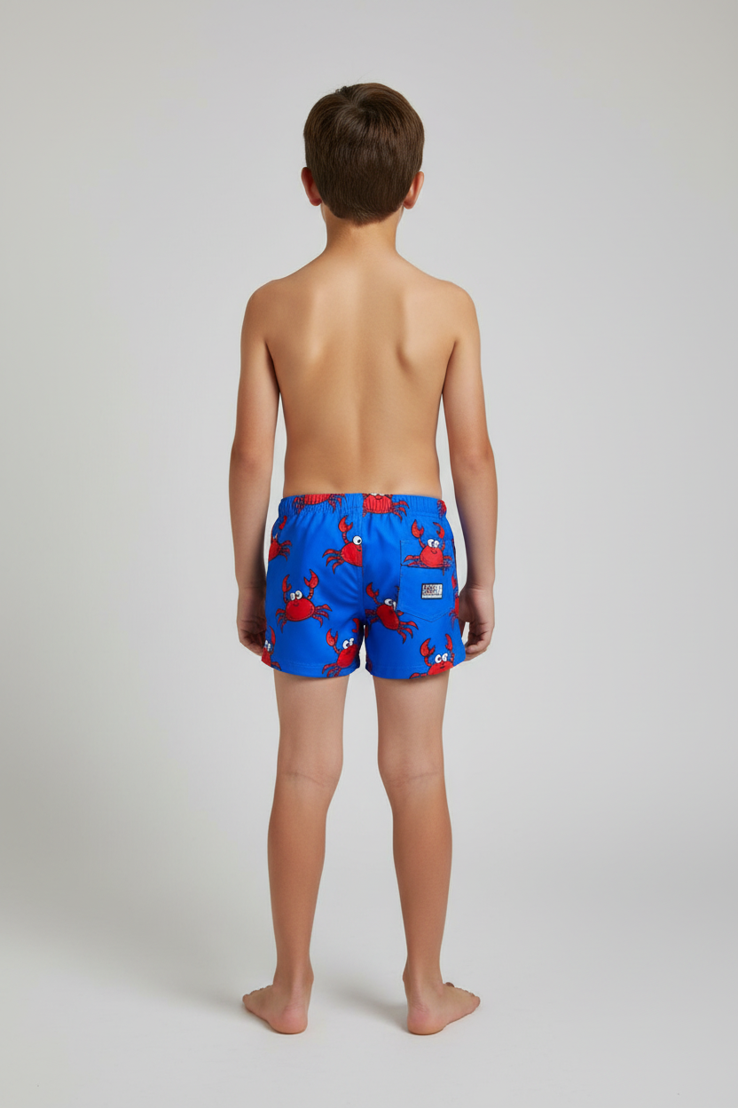 MC2 Saint Barth Blue Boys Swim Boxers with Crabs Print