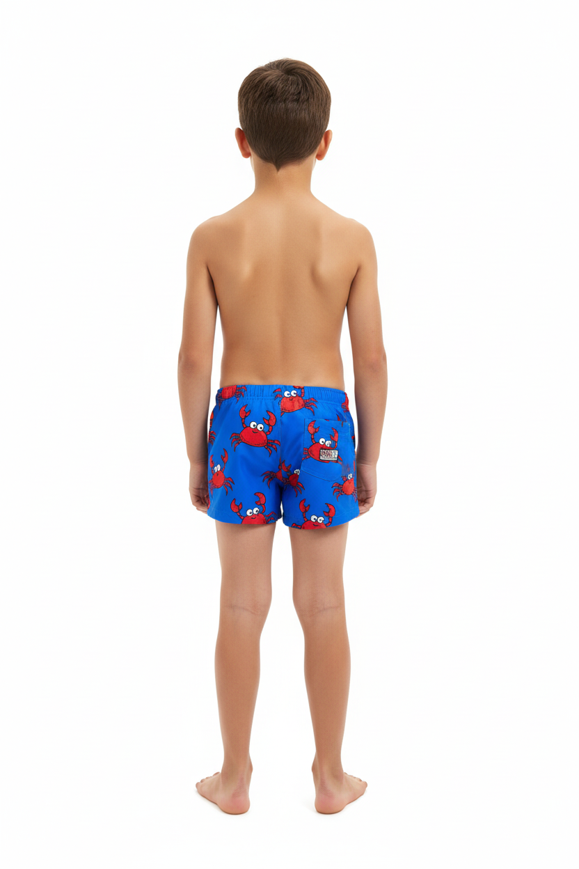 MC2 Saint Barth Blue Boys Swim Boxers with Crabs Print