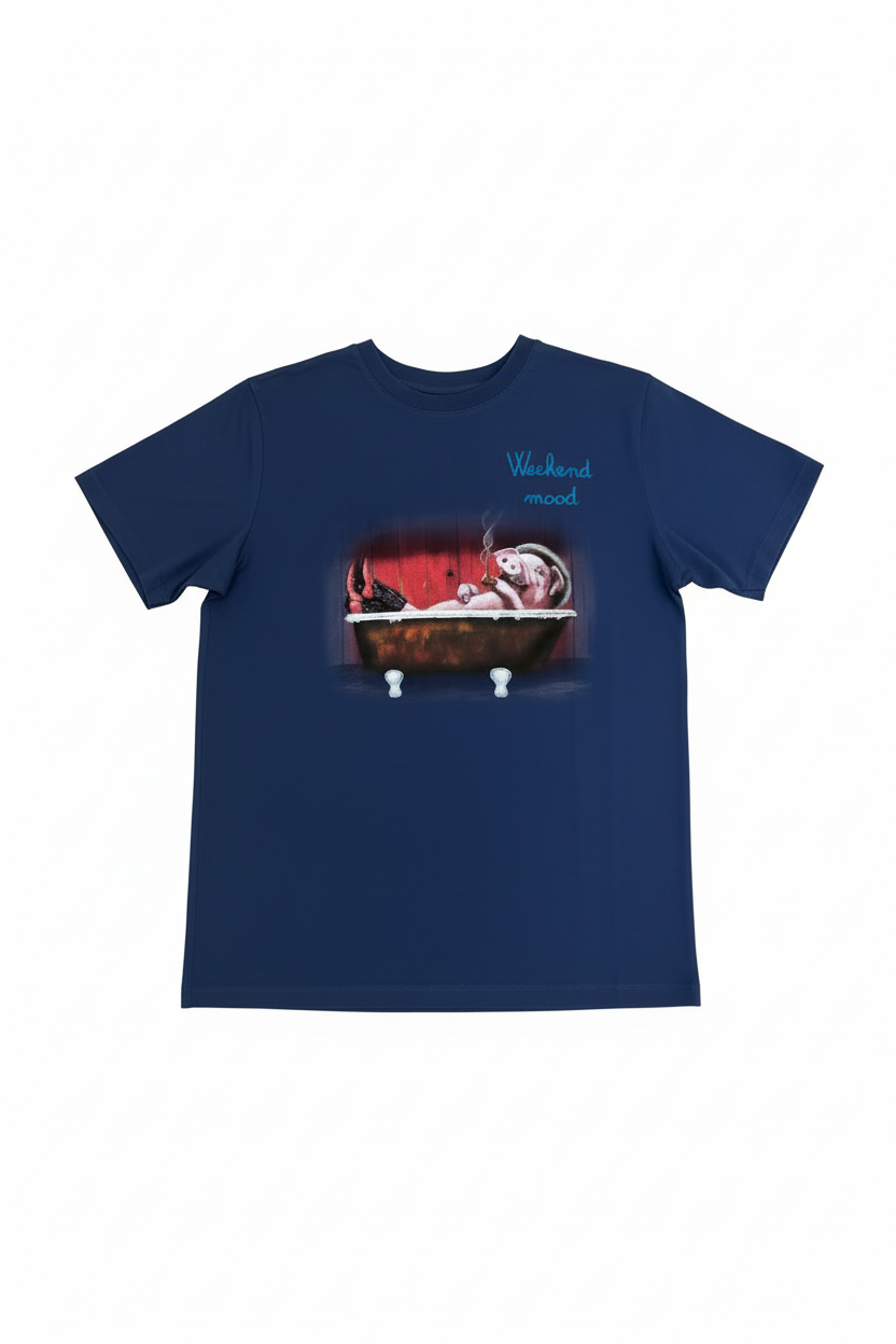 MC2 Saint Barth Blue Man T-Shirt with Pig Print