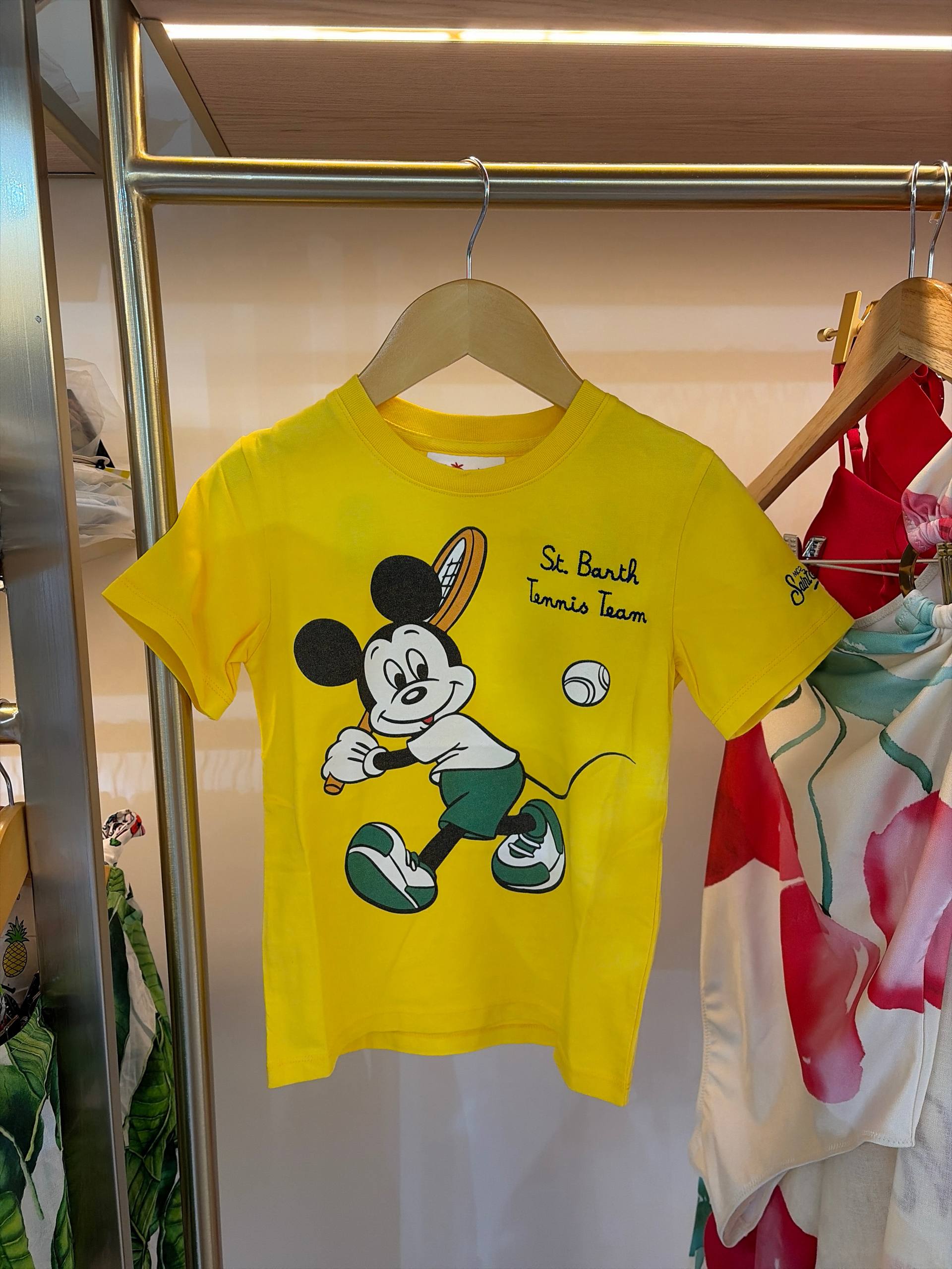 MC2 Saint Barth Boys Cotton T-Shirt with Mickey Tennis Print