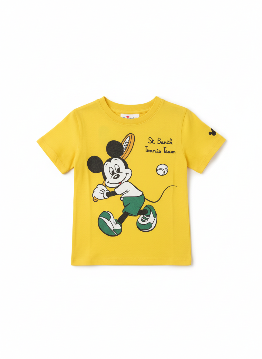 MC2 Saint Barth Boys Cotton T-Shirt with Mickey Tennis Print