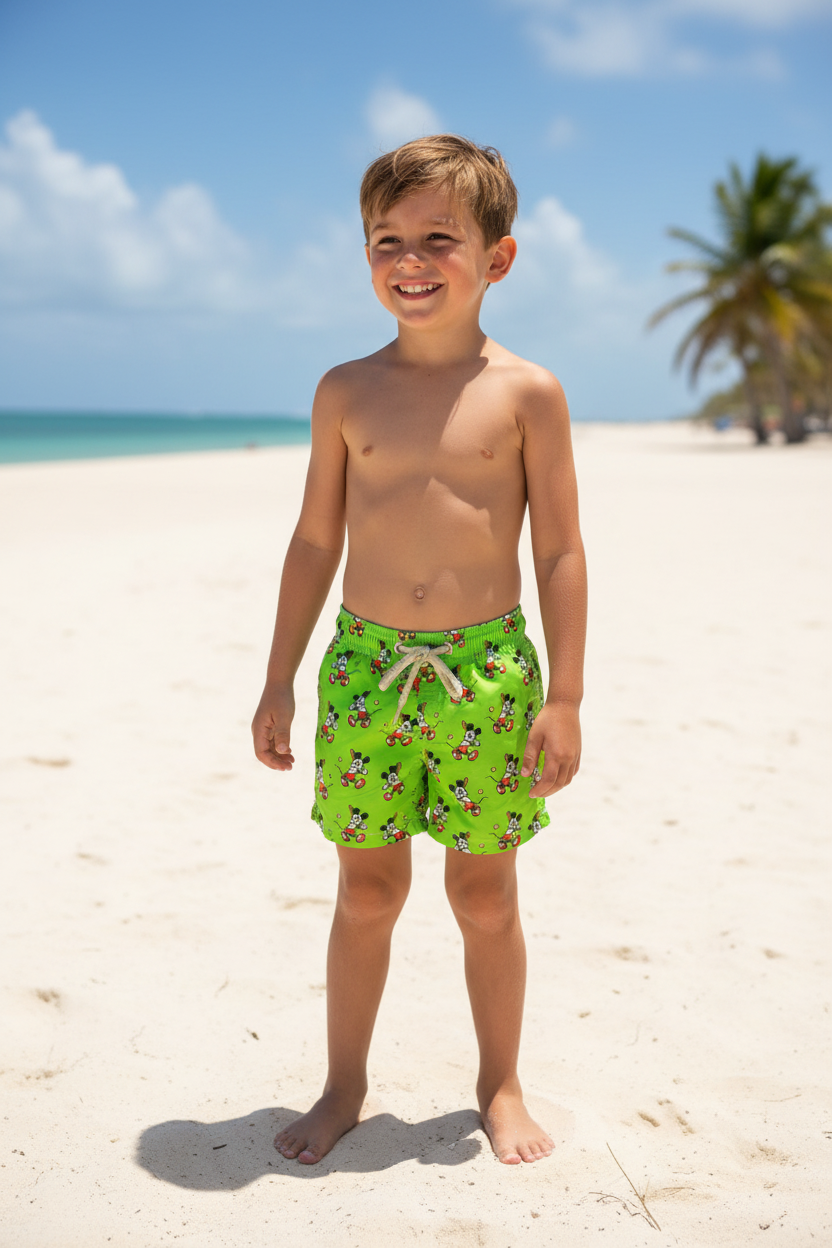 MC2 Saint Barth Boys Swim Shorts with Mickey Tennis Print