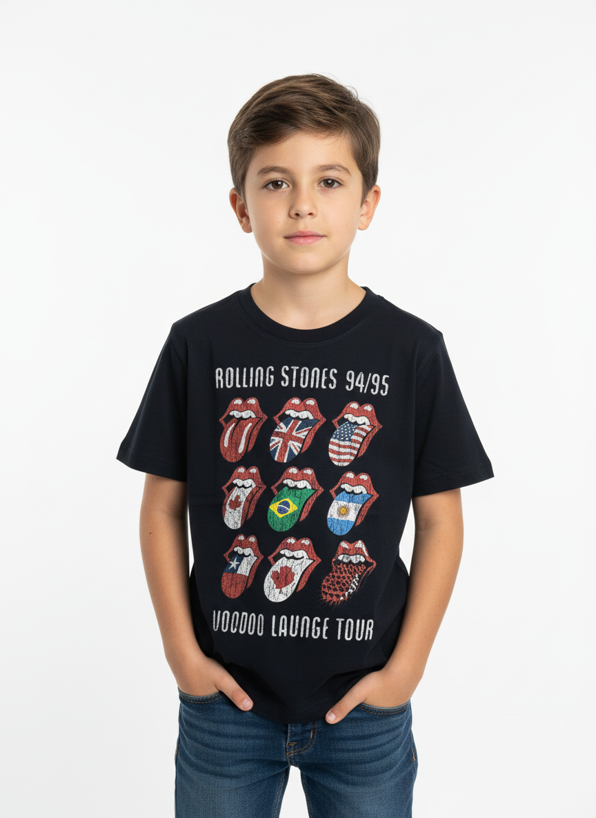 MC2 Saint Barth Children's Black ROLLING STONES T-Shirt