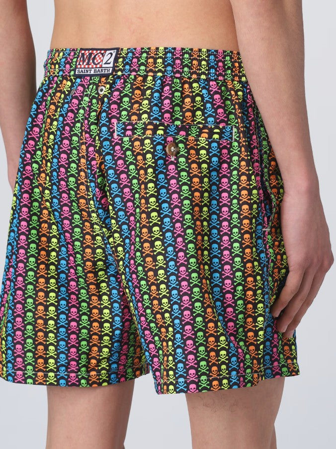 MC2 Saint Barth Colored Skulls Lighting Men Swim Shorts