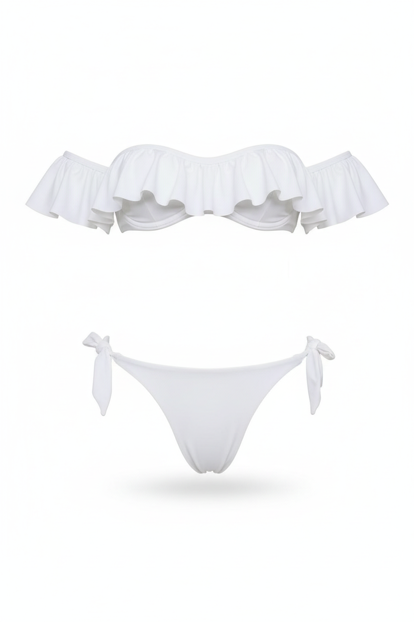 MC2 Saint Barth Flounce Section White Two Piece Swimsuit