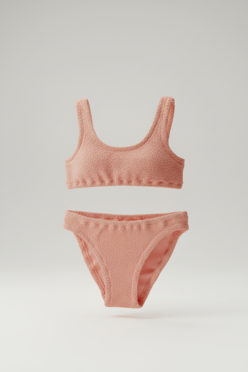 MC2 Saint Barth Girls Coral Pressed Two Piece Swimsuit