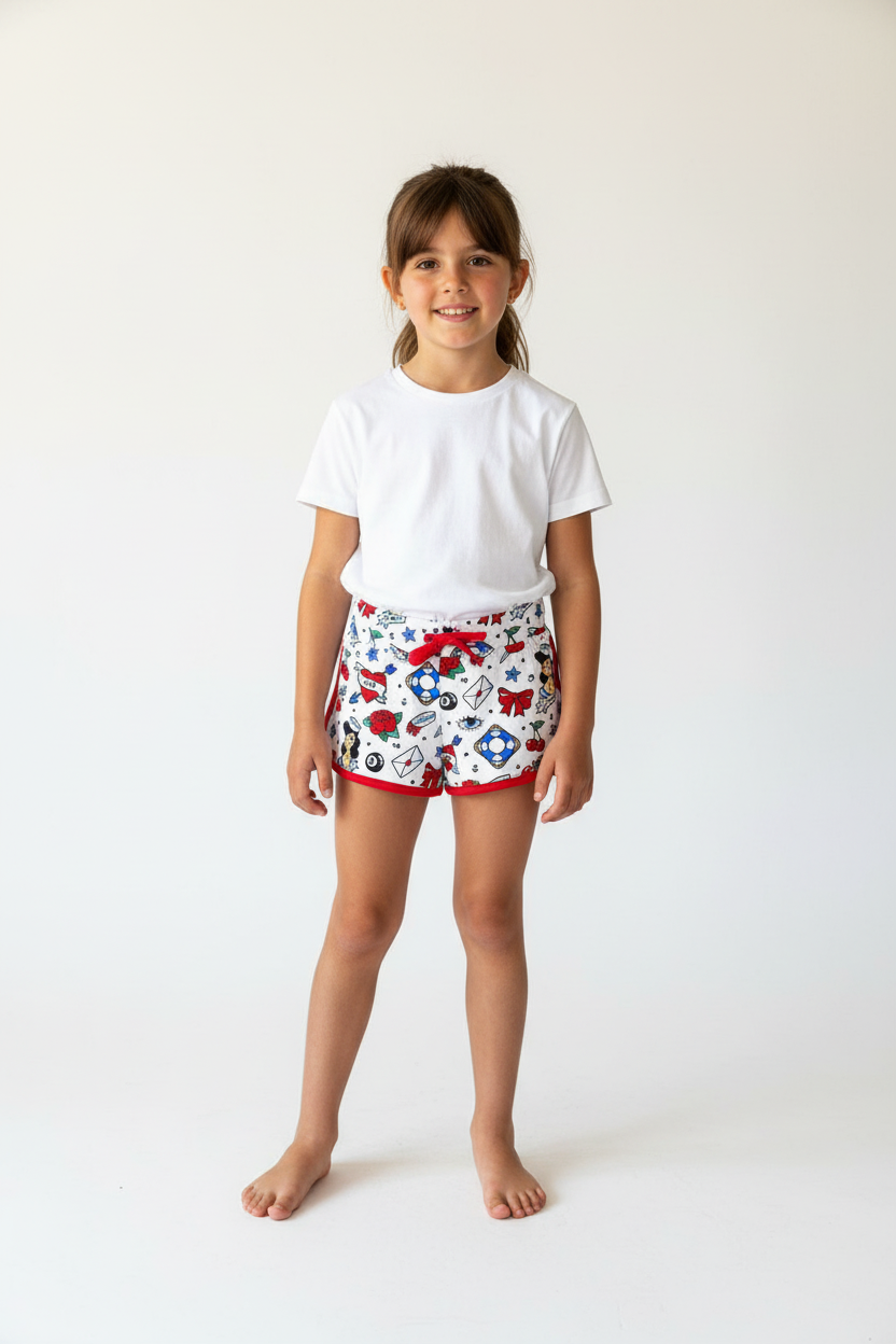 MC2 Saint Barth Girls Shorts Tattoo Sailors