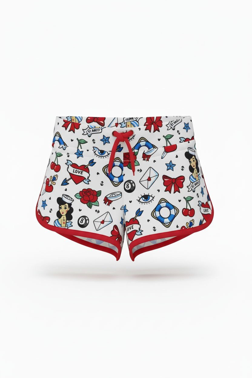 MC2 Saint Barth Girls Shorts Tattoo Sailors