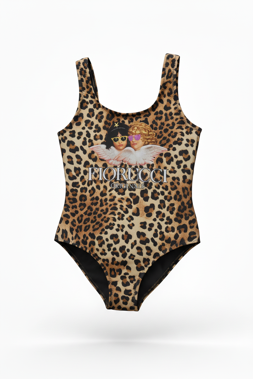 MC2 Saint Barth Girls Swimsuit One Piece with Angels Print