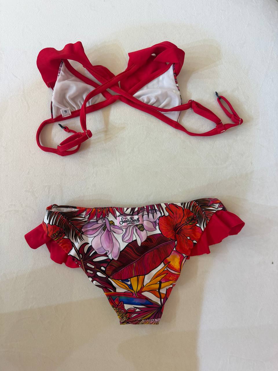 MC2 Saint Barth Girls Two Piece Swimsuit with Flowers Print