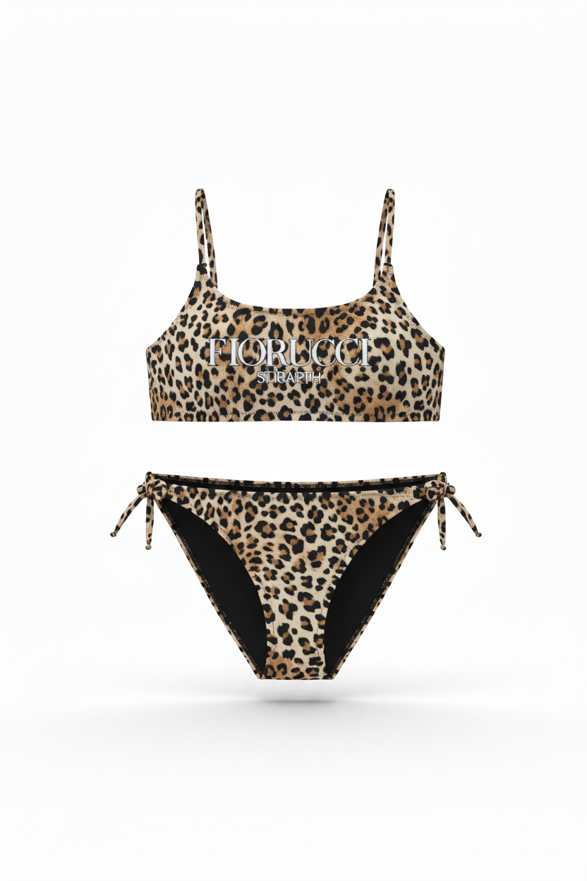 MC2 Saint Barth Girls Two Piece Swimsuit with Leopard Print