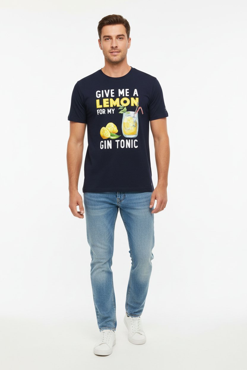 MC2 Saint Barth Give Lemons Print Men T-Shirt Blue