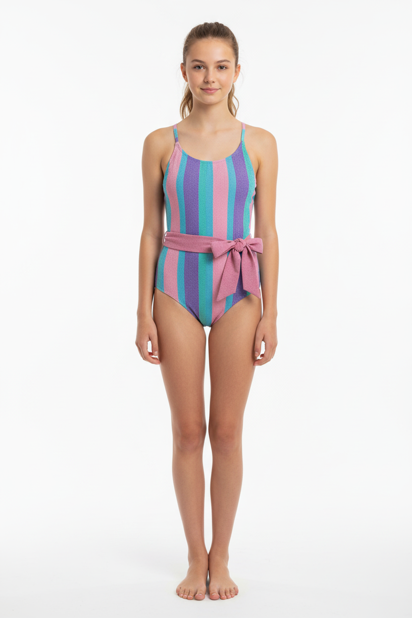 MC2 Saint Barth Glitter Colored Stripes One Piece Swimsuit