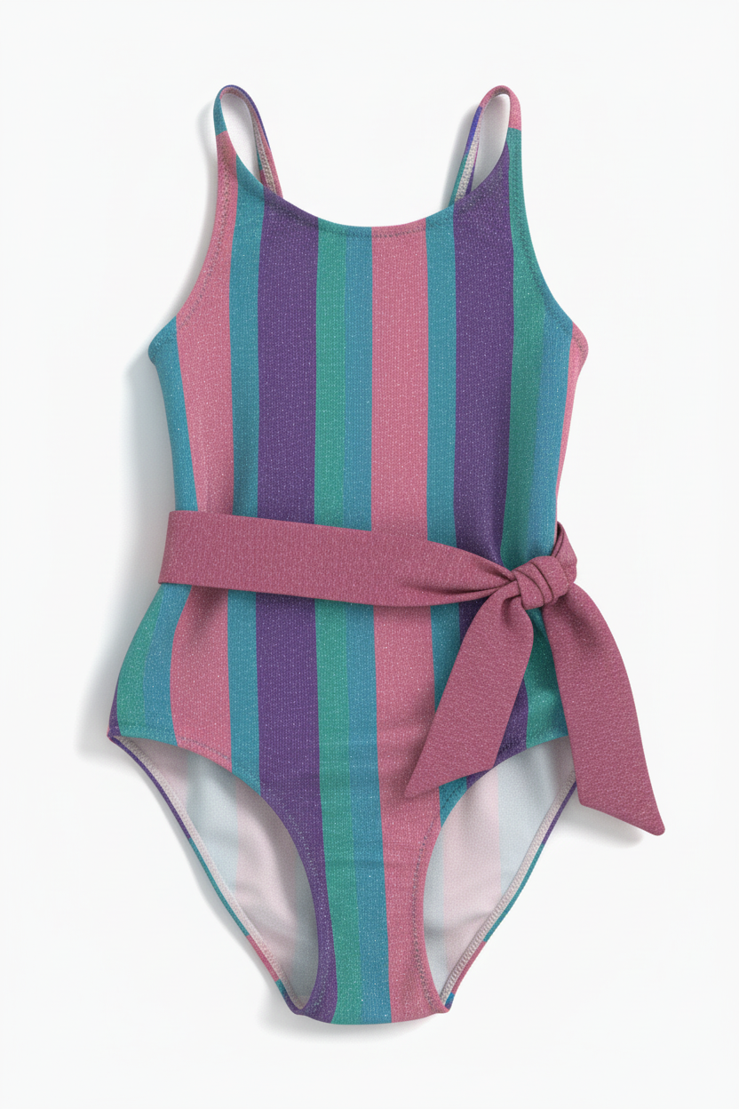 MC2 Saint Barth Glitter Colored Stripes One Piece Swimsuit