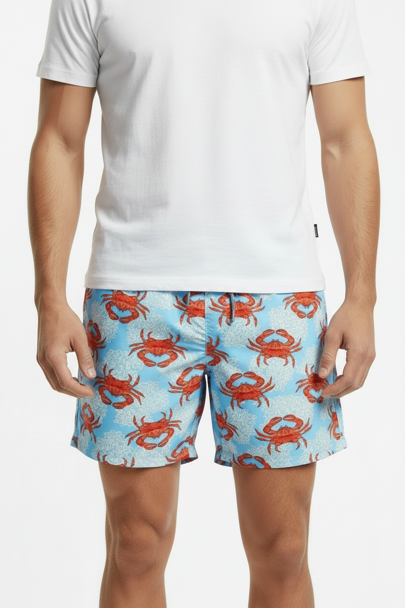 MC2 Saint Barth Gustavia Blue Crab Print Men Swim Shorts