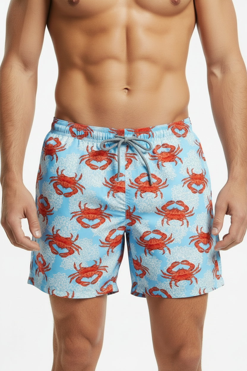 MC2 Saint Barth Gustavia Blue Crab Print Men Swim Shorts