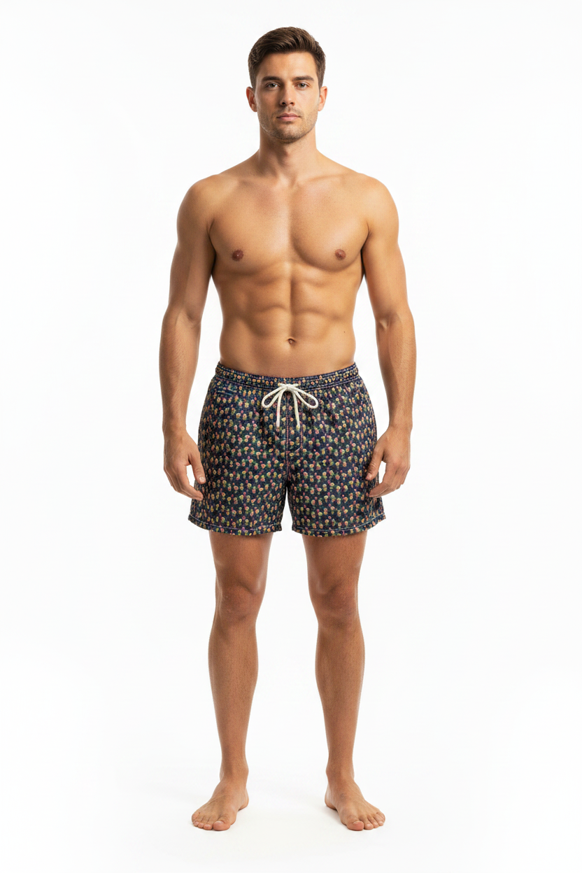 MC2 Saint Barth Man Swim Shorts with Flamingo Print
