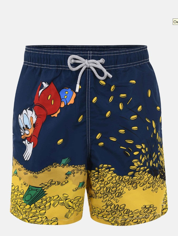 MC2 Saint Barth Men Swim Shorts with Scrooge in Gold Print