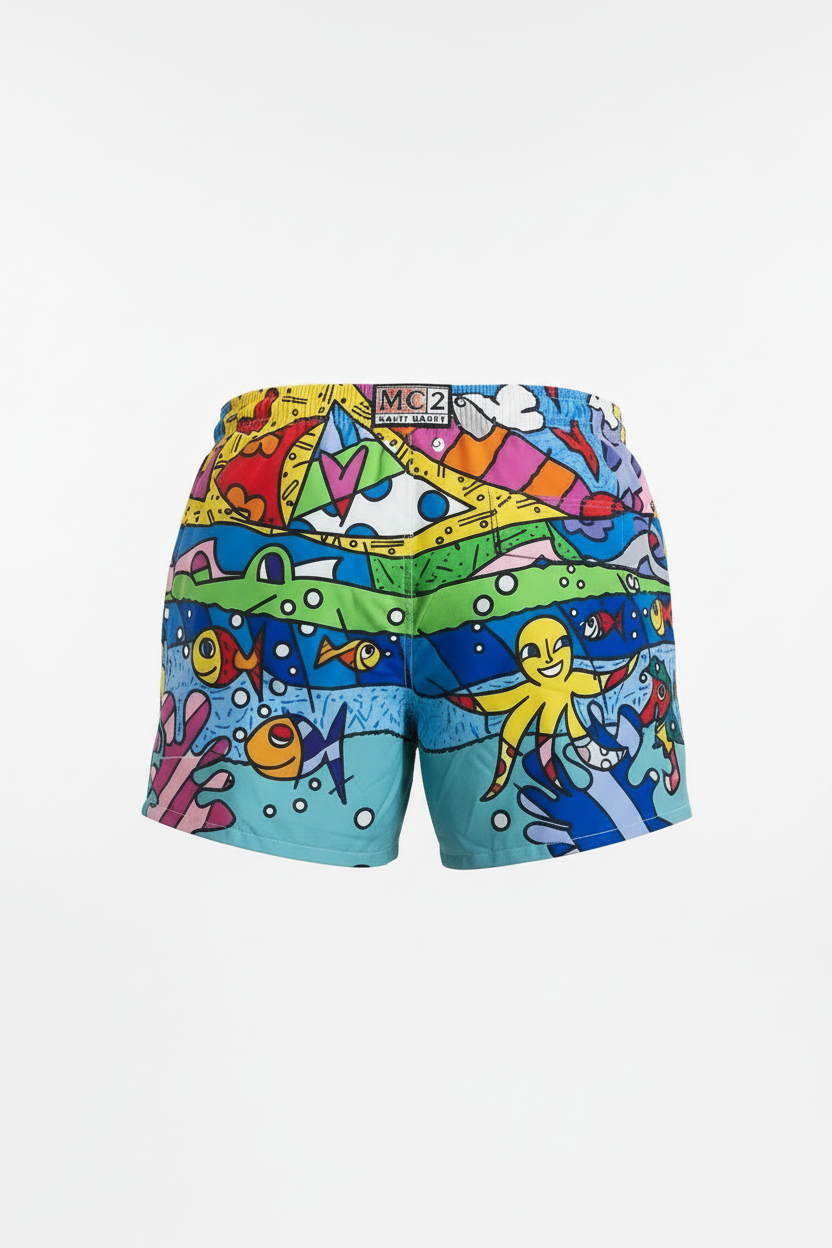 MC2 Saint Barth Men Swim Shorts with Sea World Print
