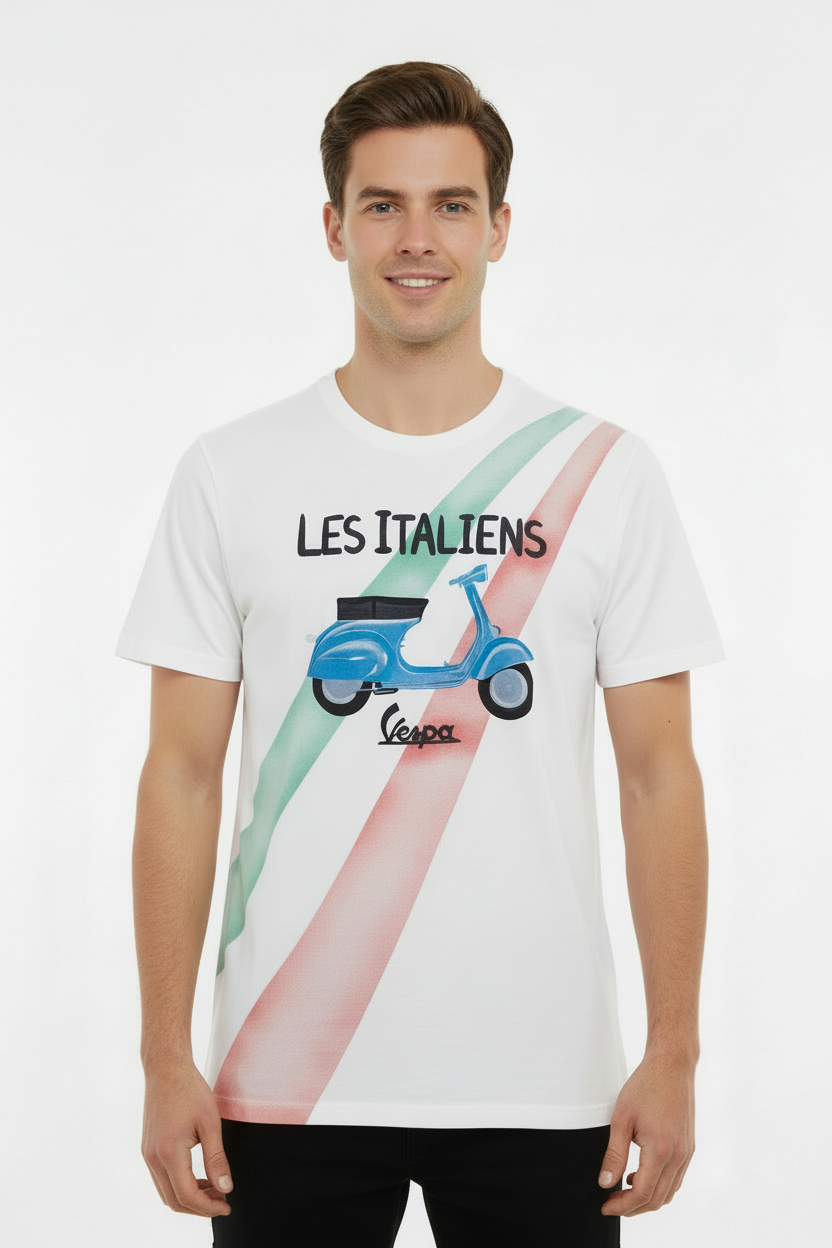 MC2 Saint Barth Men T-Shirt with Italy Moped Print