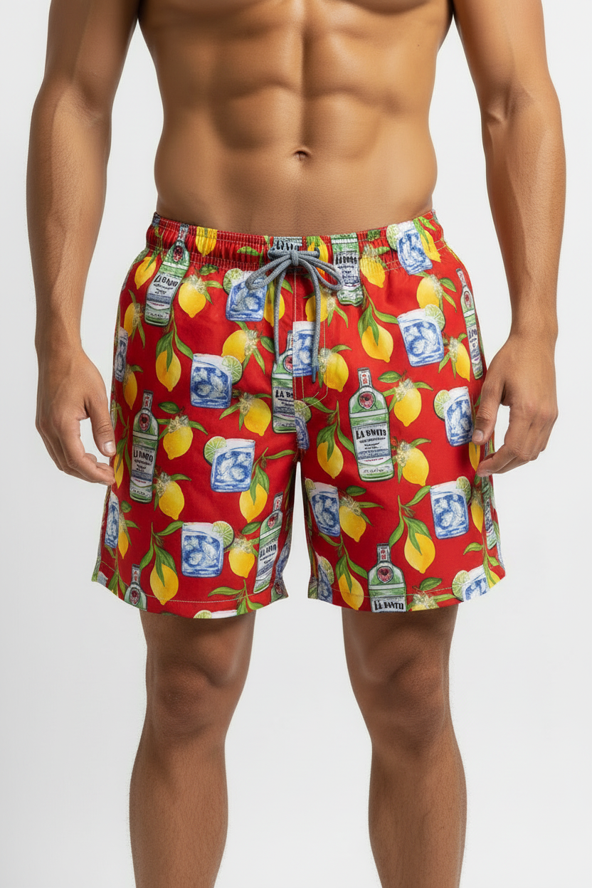 MC2 Saint Barth Men's Swim Shorts with Gin Print