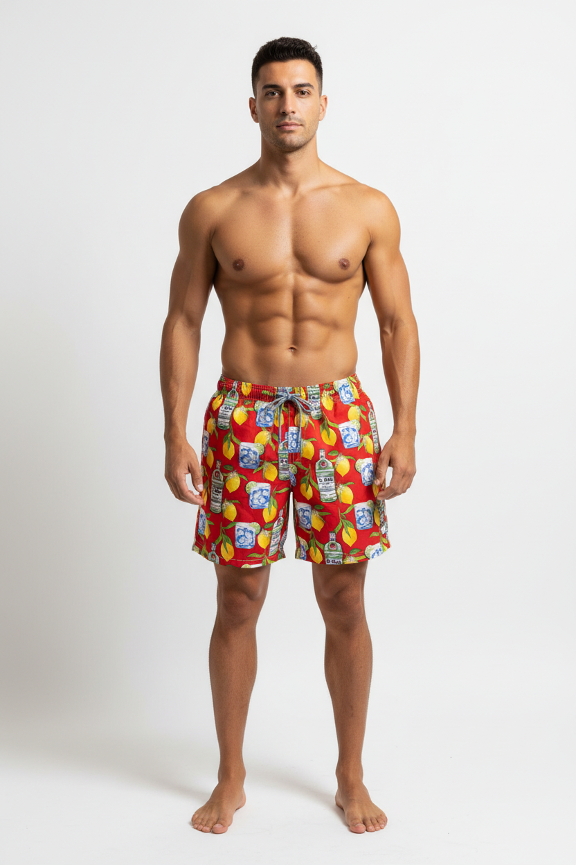 MC2 Saint Barth Men's Swim Shorts with Gin Print