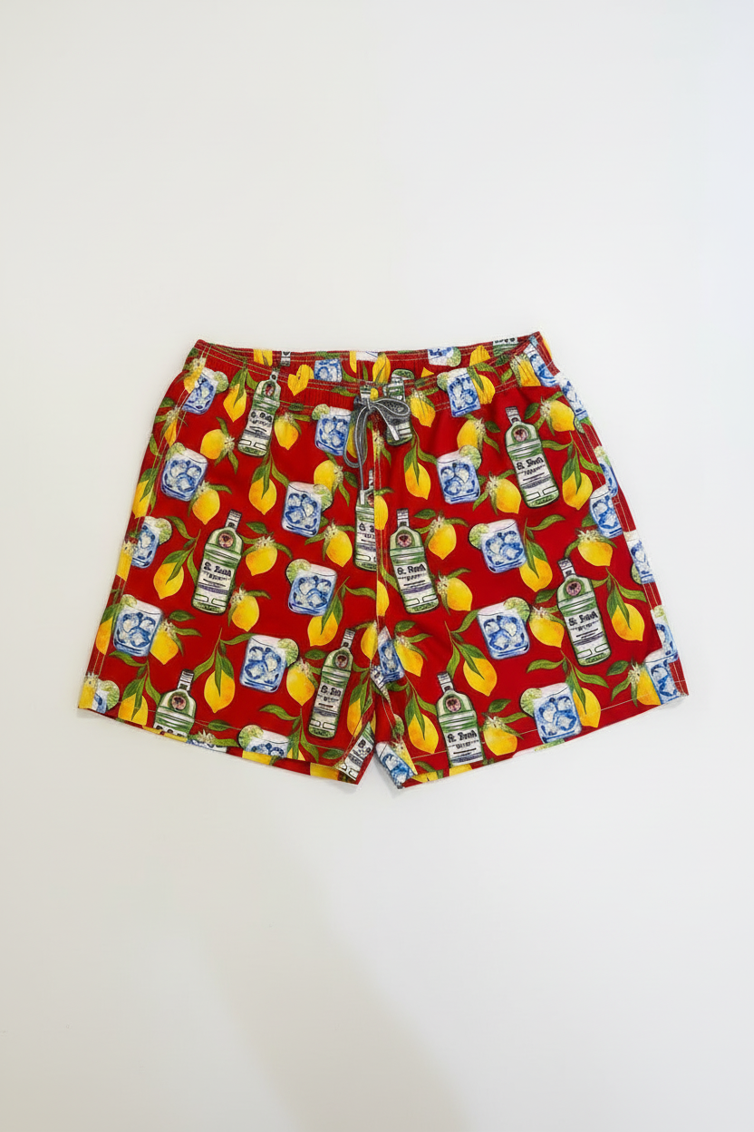 MC2 Saint Barth Men's Swim Shorts with Gin Print
