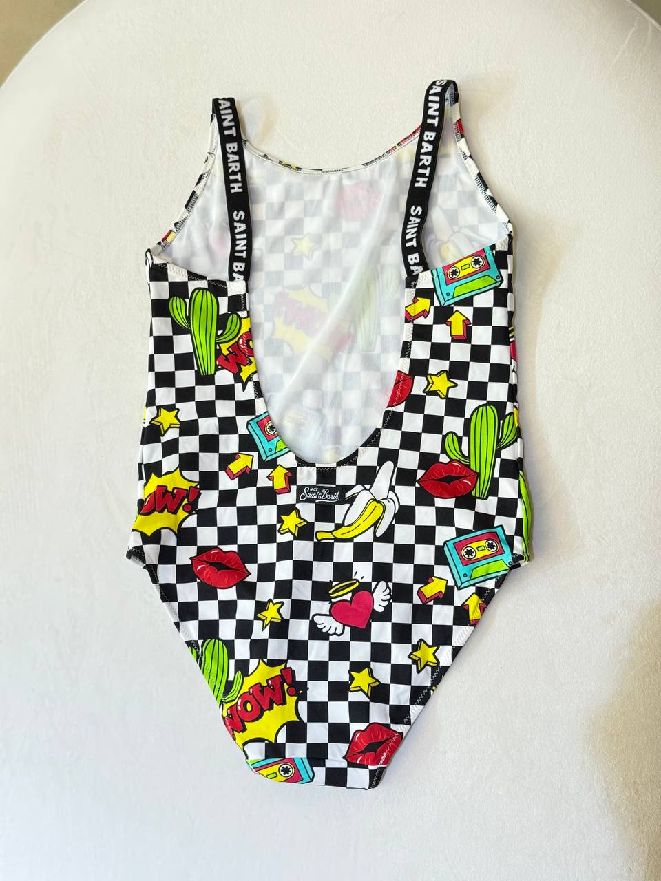 MC2 Saint Barth One Piece Swimsuit Chess WOW PATCH children's
