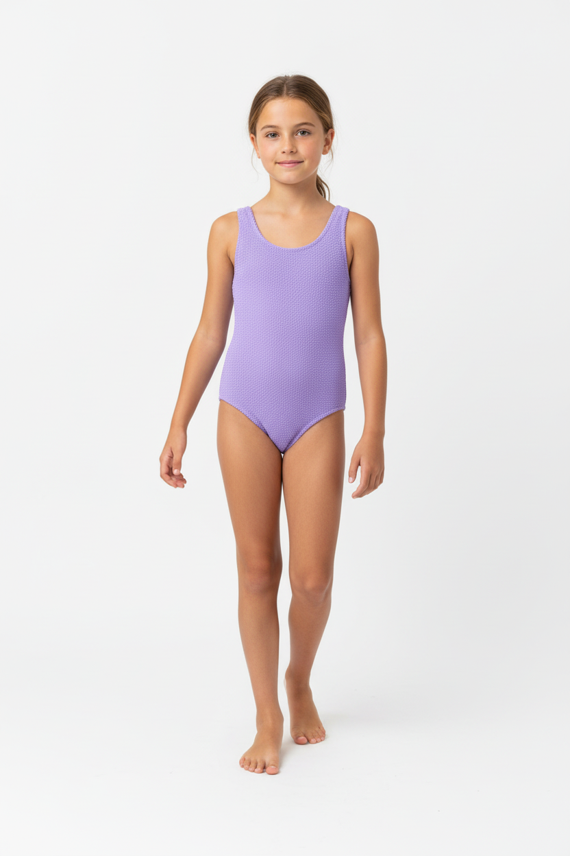MC2 Saint Barth Pressed Purple Crinkle Girl's Swimsuit One Piece